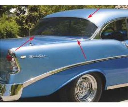 Chevy Rear Glass Moldings, Stainless Steel, 2-Door Hardtop,1955-1957