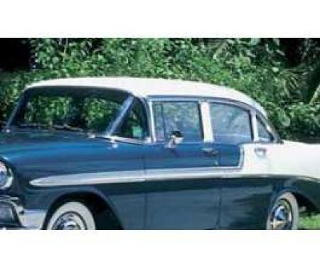 Chevy Side Glass Set, Tinted, 4-Door Sedan, 1955-1957