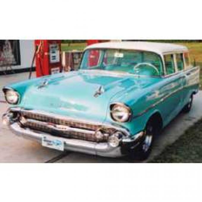 Chevy Rear Curved Quarter Glass, Right, Clear, 4-Door Wagon, 1955-1957