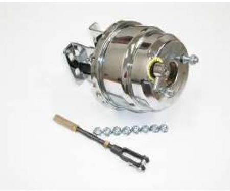 Chevy Power Brake Booster Kit, 7, Dual Diaphragm, Chrome, 1955-1957