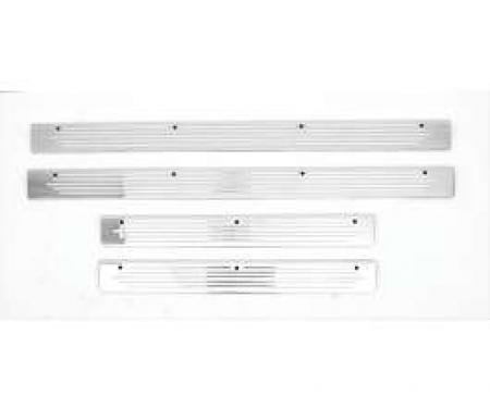 Chevy Sill Plates, Polished Aluminum & Ball Milled, 4-Door Sedan & Wagon, 1955-1957