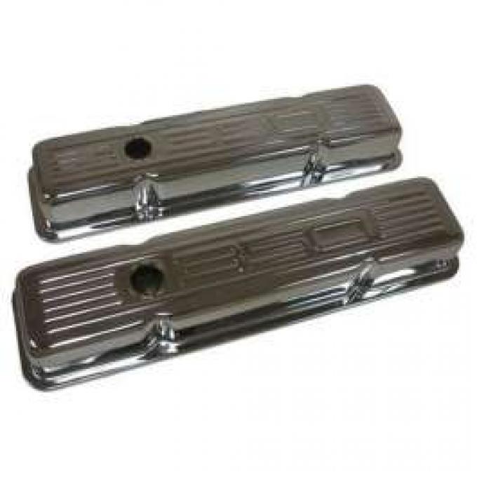 Chevy Small Block Chrome Valve Covers With 350 Logo, Tall, 1955-1957