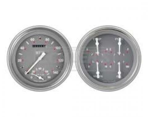 Early Chevy Classic Instruments SG Series SpeedTachular Analog Gauge Kit, Five Inch, Gray Face With White Pointers, 1951-1952