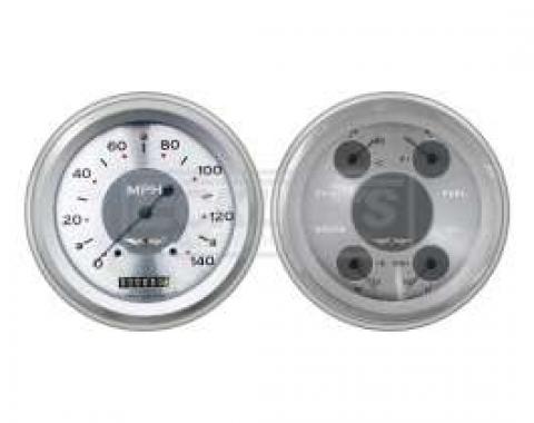 Early Chevy Classic Instruments All American Series Analog Gauge Kit, Five Inch, Gray Face With Chrome Pointers, 1951-1952