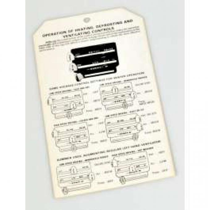 Chevy Heater Instructions Tag, 1949-1950