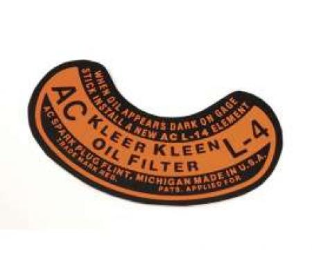 Chevy Oil Filter Decal, L-4, AC, 1949-1954