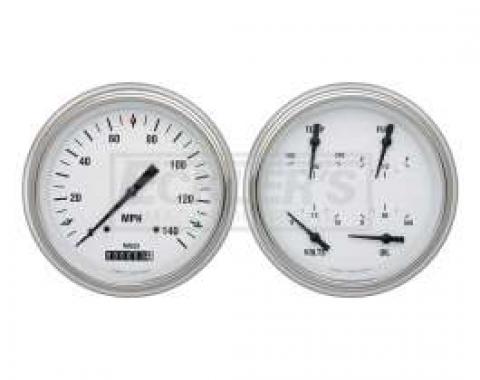 Early Chevy Classic Instruments White Hot Series Analog Gauge Kit, Five Inch, White Face With Black Pointers, 1951-1952