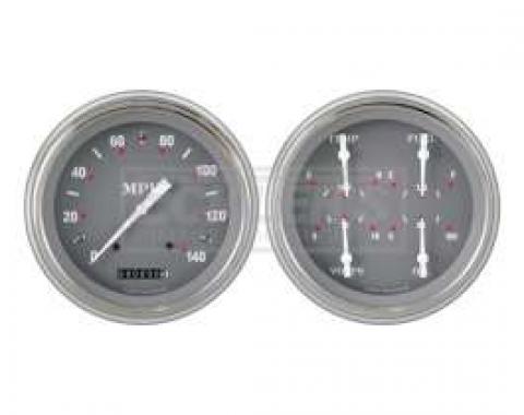 Early Chevy Classic Instruments SG Series Analog Gauge Kit, Five Inch, Gray Face With White Pointers, 1951-1952