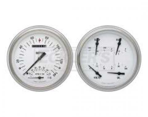 Early Chevy Classic Instruments White Hot Series SpeedTachular Analog Gauge Kit, Five Inch, White Face With Black Pointers, 1951-1952