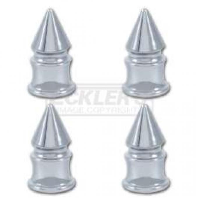 Early Chevy Valve Stem Caps, Chrome Spike, 1949-1954