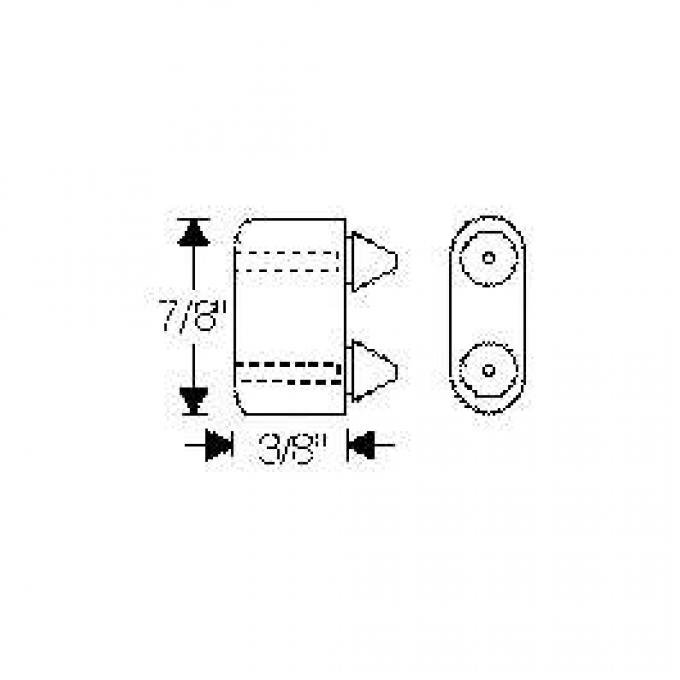 Chevy Rubber Bumper, Door, Two-Pronged, 3/8, 1952-1954