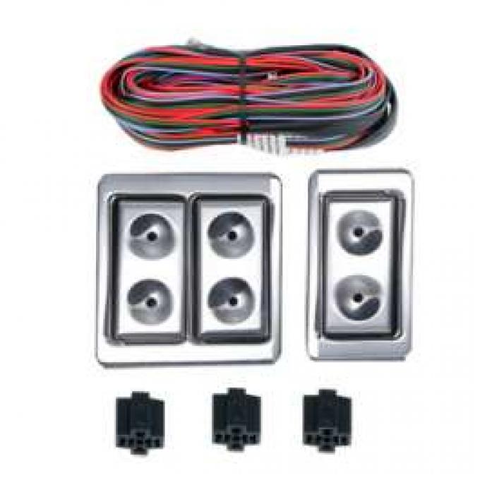 Chevy Power Window Switches, With Wiring, 2-Door, 2-Windows, Lighted Billet, 1949-1954