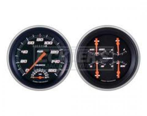 Early Chevy Classic Instruments Velocity Series SpeedTachular Analog Gauge Kit, Five Inch, Black Face With Chrome Pointers, 1951-1952