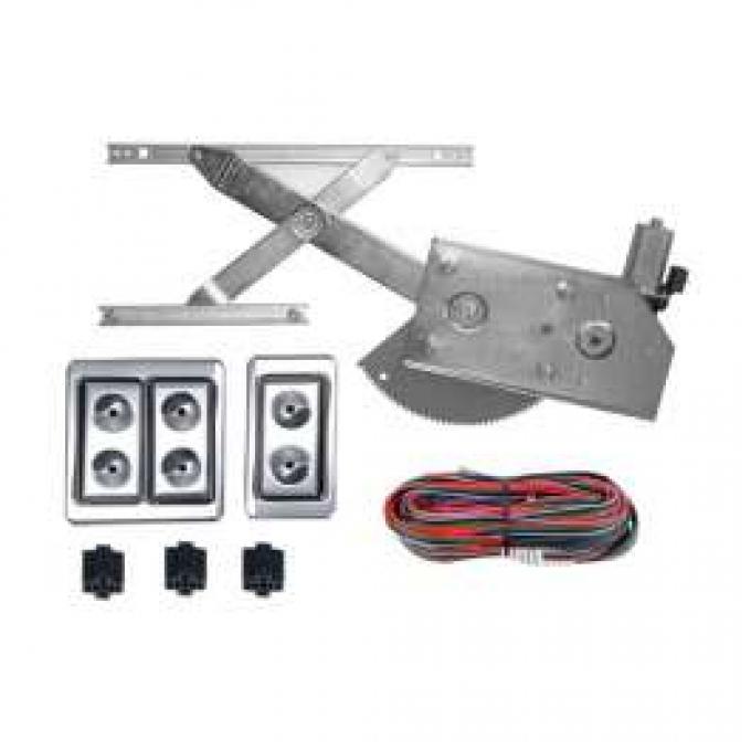 Chevy Power Window Kit, 2 Or 4-Door, Front Door Only, With Lighted Billet Switches, 1953-1954