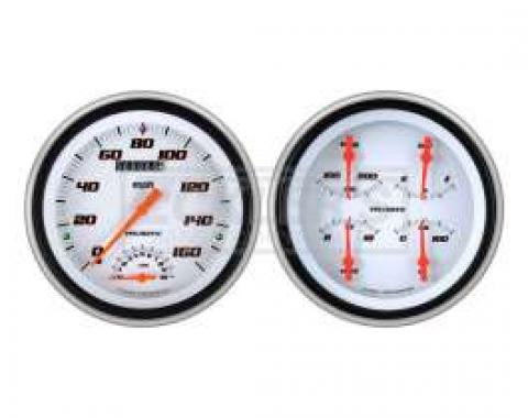 Early Chevy Classic Instruments Velocity Series SpeedTachular Analog Gauge Kit, Five Inch, White Face With Chrome Pointers, 1951-1952