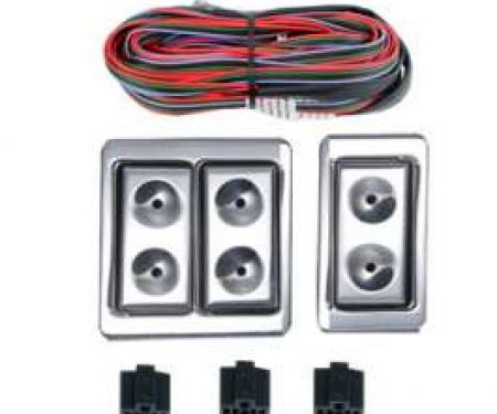 Chevy Power Window Switches, With Wiring, 2-Door, 2-Windows, Lighted Billet, 1949-1954