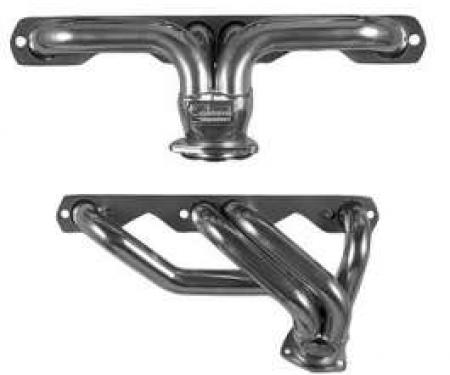 Chevy Headers, Silver Ceramic Coated, Sanderson, Small Block V8, For Stock Front Suspension, 1949-1954