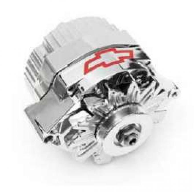 Chevy Alternator, 120 Amp, 1-Wire, Chrome With Bowtie, 1949-1954