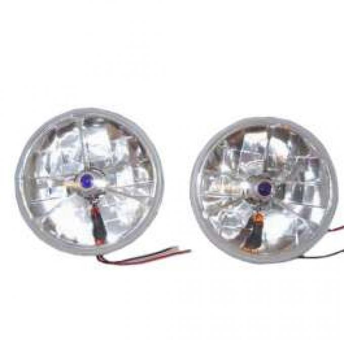 Chevy Headlights, Blue Dot Tri-Bar H-4 Halogen With Turn Signals, 1949-1954