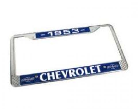 Chevy License Plate Frame, With Chevy Logo, 1953