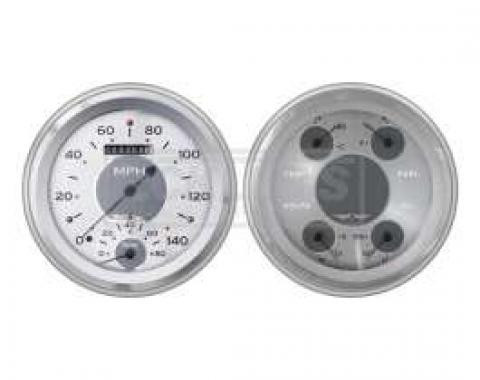 Early Chevy Classic Instruments All American Series SpeedTachular Analog Gauge Kit, Five Inch, Gray Face With Chrome Pointers, 1951-1952