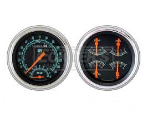 Early Chevy Classic Instruments G Stock Series SpeedTachular Analog Gauge Kit, Five Inch, Black Face With Chrome Pointers, 1951-1952