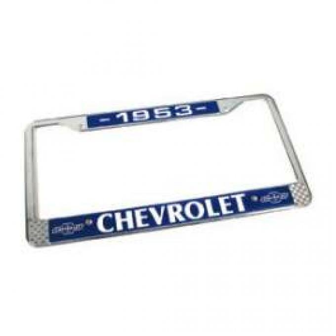 Chevy License Plate Frame, With Chevy Logo, 1953