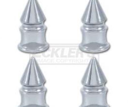 Early Chevy Valve Stem Caps, Chrome Spike, 1949-1954