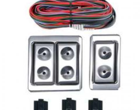 Chevy Power Window Switches, With Wiring, 2-Door, 2-Windows, Lighted Billet, 1949-1954