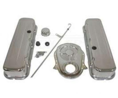 Early Chevy Big Block Chrome Engine Dress Up Kit With Short Smooth Style Valve Covers
