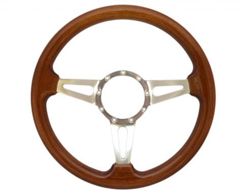 Volante S9 Premium Steering Wheel, with Slotted Polished Aluminum Spokes & Walnut Grip