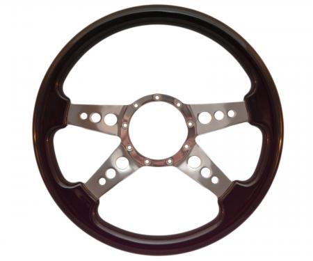 Volante S9 Premium Steering Wheel, with 3 Hole Polished Aluminum Spokes & Black Ash Grip