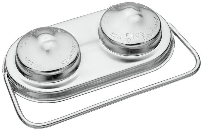 Redline Restomotive® Brake Master Cylinder Cover, Power Or Manual, 5" x 2-3/8", Chrome