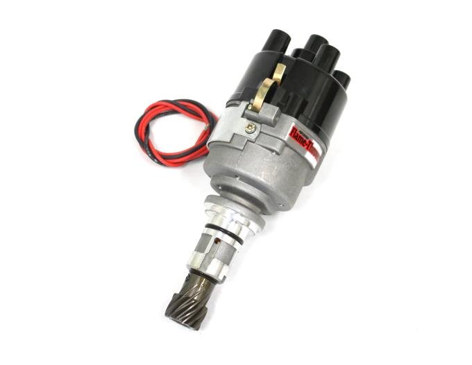 Pertronix Stock Look Distributor for Ford X-Flow 4 Cylinder Engines (Ignitor III) with Vacuum / Mechanical Advance, Top Exit / 12V Negative D7190600