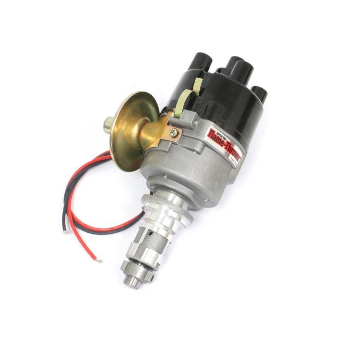 Pertronix Stock Look Distributor for British A+ 4 Cylinder Engines, Ignitor, Vacuum / Mechanical Advance / Top Exit Cap D174118