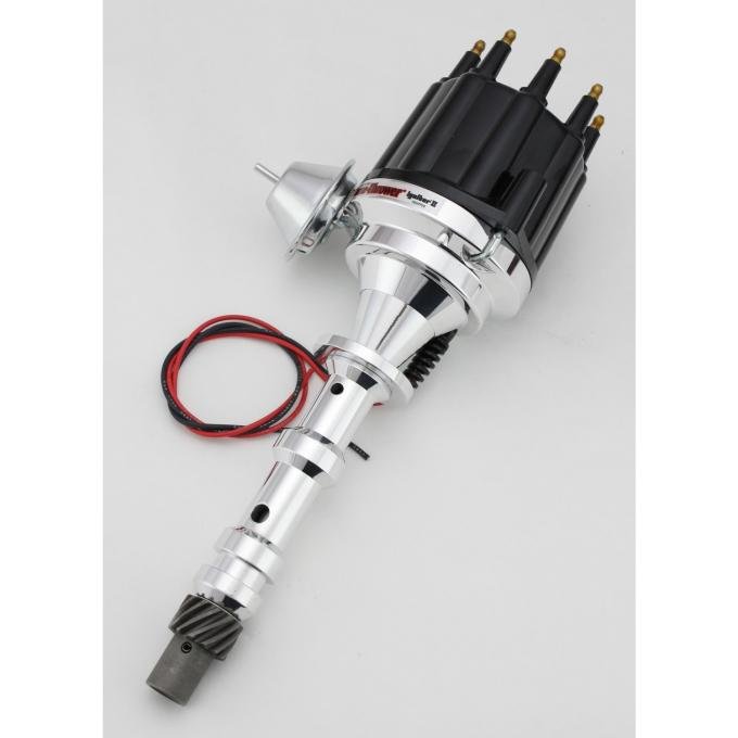 Pertronix Billet Distributor for Chevrolet 409 Engines (Ignitor II) with Vacuum / Mechanical Advance, Black / Male D101710