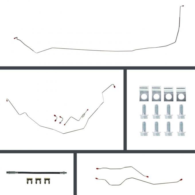 Right Stuff 65 Full Size Chevy Power 4 Wheel Disc Conversion Complete Brake Line Kit, 24 Pcs. Stainless BSP65H4