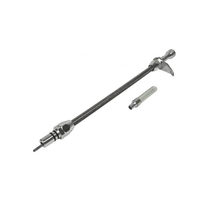 B&M Automatic Transmission Dipstick & Tube, Billet Aluminum/Stainless Steel Braided 22165