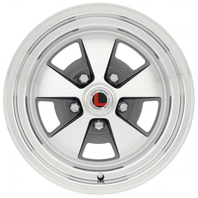 Legendary Wheels 15 X 7 Legendary Flat 5 Alloy Wheel, 5 on 4.5 BP, 4.25 BS, Charcoal / Machined LW67-50754B