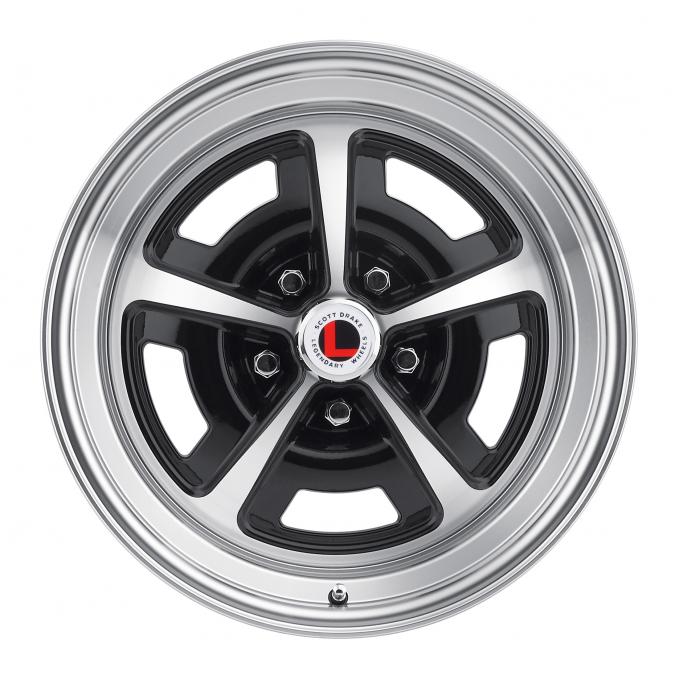 Legendary Wheels 1964-1973 Ford Mustang 17x8 Magnum 500 Alloy Wheel, 5 on 4.5 BP, 4.75 BS, Gloss Black/ Machined LW50-70854A