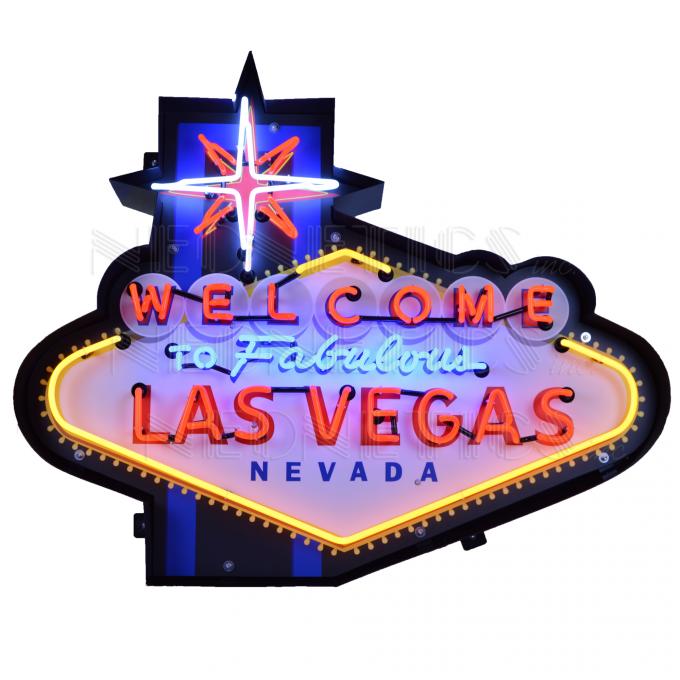 Neonetics Big Neon Signs in Steel Cans, Welcome to Fabulous Las Vegas Neon Sign in Shaped Steel Can