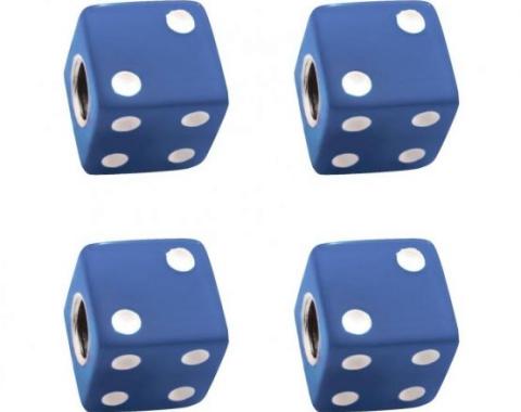 United Pacific Blue Dice Valve Caps w/ White Dots (4 Pack) 70008