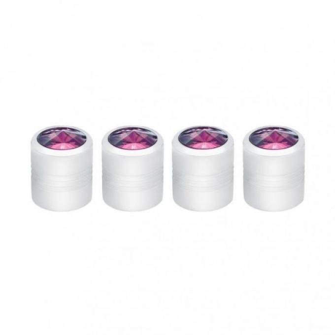 United Pacific Chrome Round Valve Caps w/ Purple Diamond (4 Pack) 70057