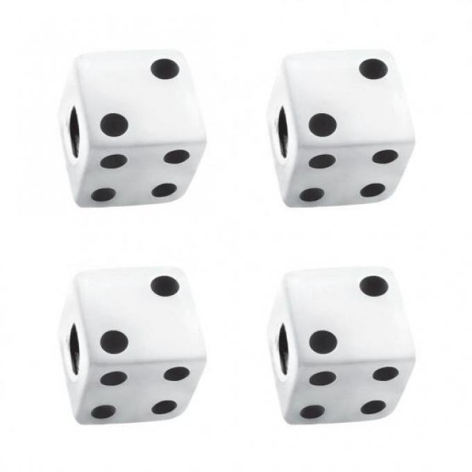 United Pacific White Dice Valve Caps w/ Black Dots (4 Pack) 70006