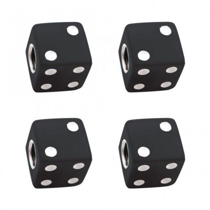 United Pacific Black Dice Valve Caps w/ White Dots (4 Pack) 70007