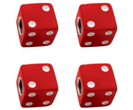 United Pacific Red Dice Valve Caps w/ White Dots (4 Pack) 70005