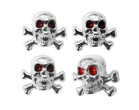 United Pacific Chrome Skull Valve Caps (4 Pack) 70004