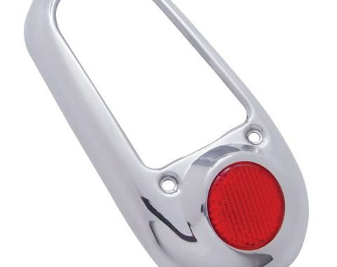 United Pacific Stainless Steel Tail Light Bezel With Red Reflector For 1949-50 Chevy Passenger Car C4053S