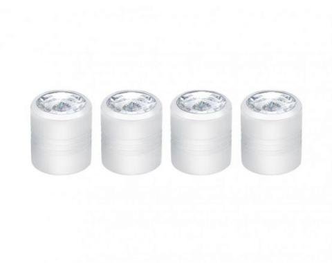 United Pacific Chrome Round Valve Caps w/ Clear Diamond (4 Pack) 70058