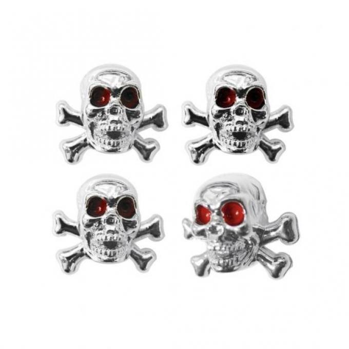 United Pacific Chrome Skull Valve Caps (4 Pack) 70004